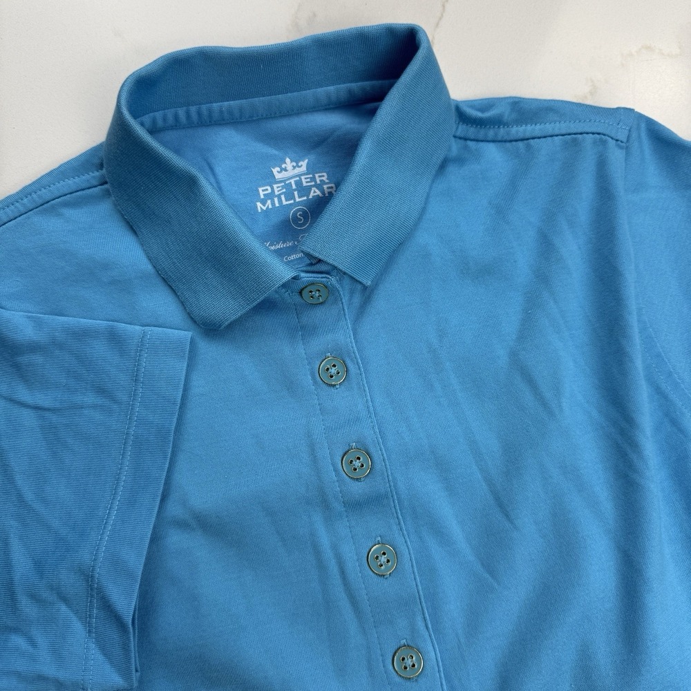 Peter Millar Polo Shirt Boys Small‎ Blue Moisture Management School Church
